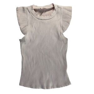 Mi Ami Women's White blouse with Ruffle on shoulders
